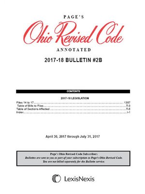 cover image of Page's Ohio Revised Code Annotated Legislative Bulletin Service